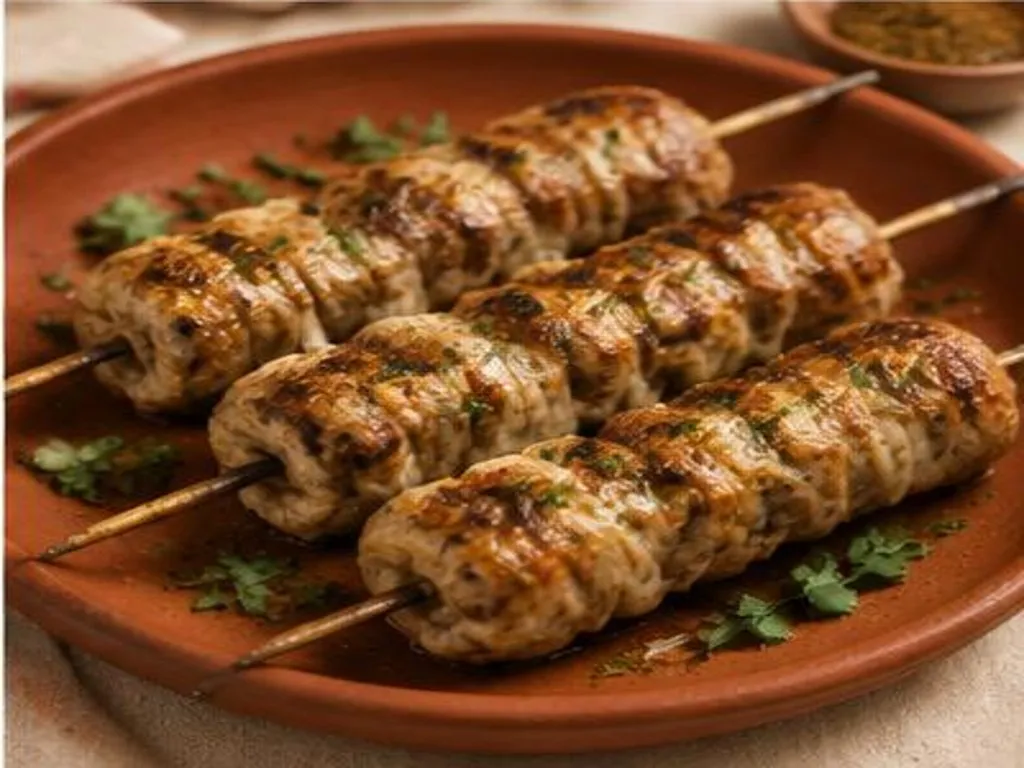 Boulfaf, brochettes de foie enveloppé de crépine, spécialité de l'Aïd